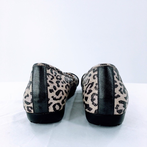 Abeo BIO Flats Womens Tan Metallic Leopard Print Cap Toe Buckle Ballet Shoe 9N - Picture 7 of 12